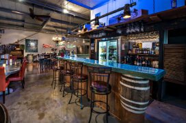 barstools lined up at country style bar