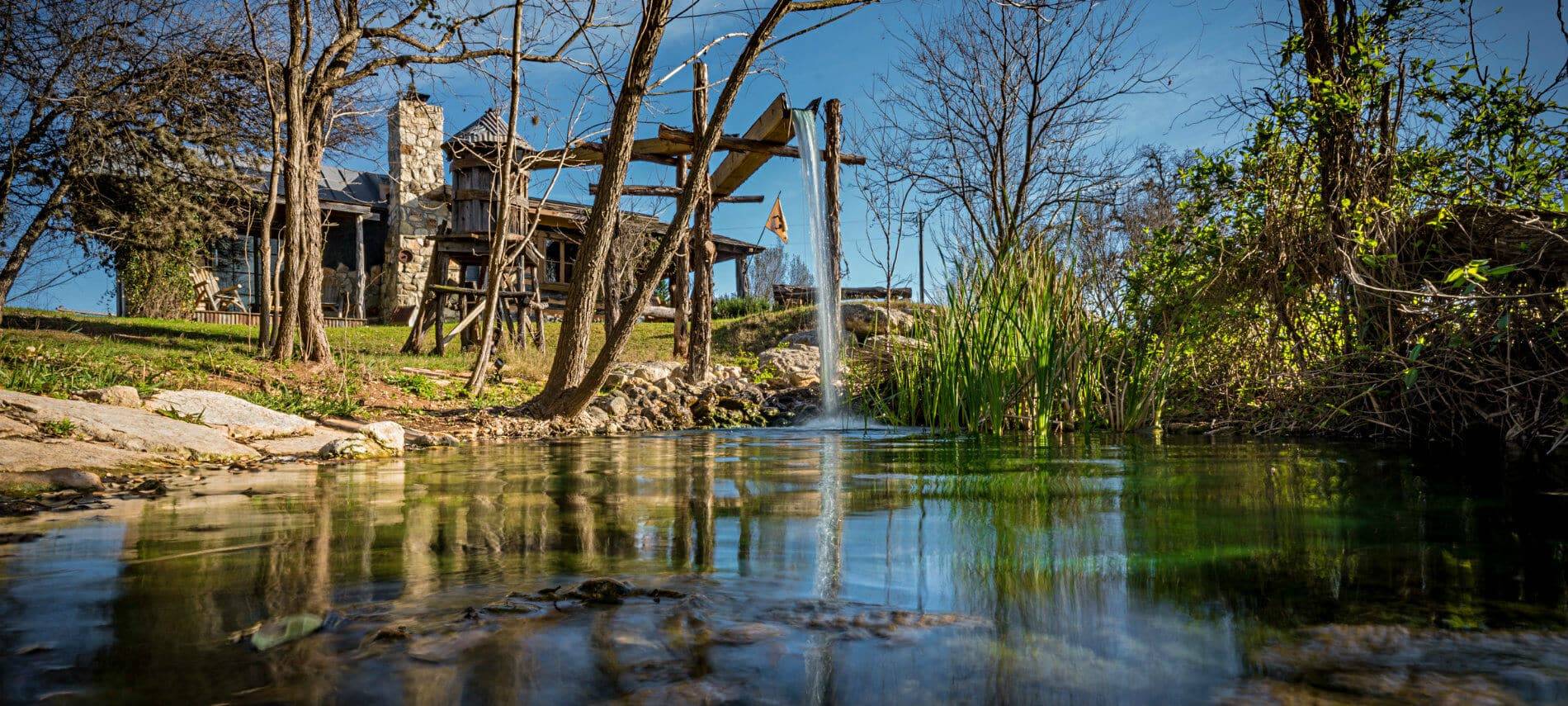 Picture of the pond, and waterfall.