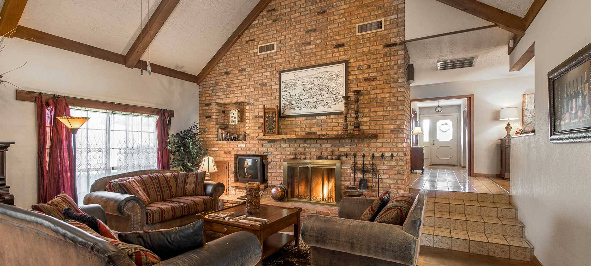 Picture of the fireplace.
